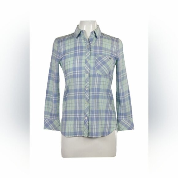 Vineyard Vines Soft Plaid Pastel Blue Cabin Button Up Shirt S - Picture 1 of 7